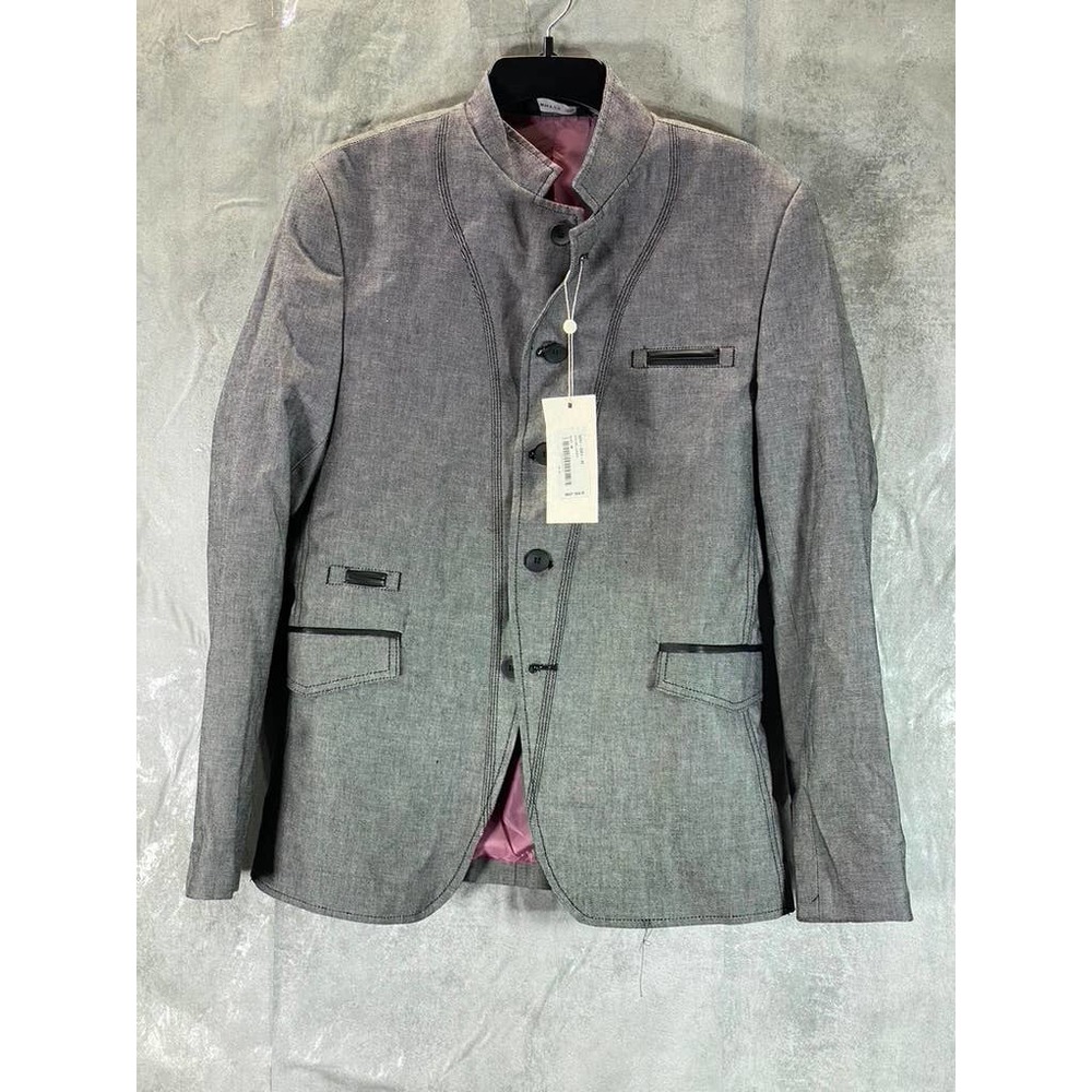 Ron Tomson Men's Grey Tailored-Fit Symmetric Button Closure Jacket SZ M